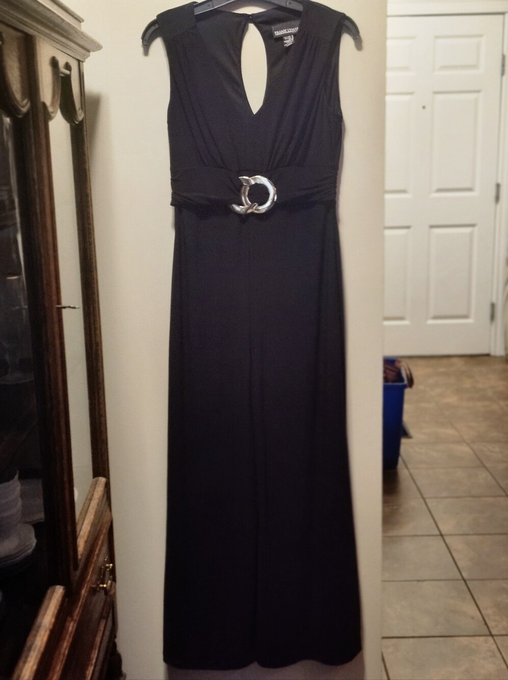 Frank Lyman Black Jumpsuit with Gold Accent Buckle